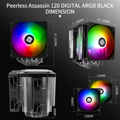 Thermalright Peerless Assassin 120 ARGB CPU Air Cooler – High Performance Dual Tower Cooler for Intel LGA1851/1700/1200/115X & AMD AM4/AM5 Black Edition