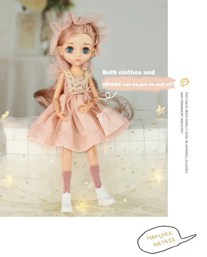 26cm BJD Doll for Girls – Purple Hair Fashion Princess with Big Eyes & Accessories Gift