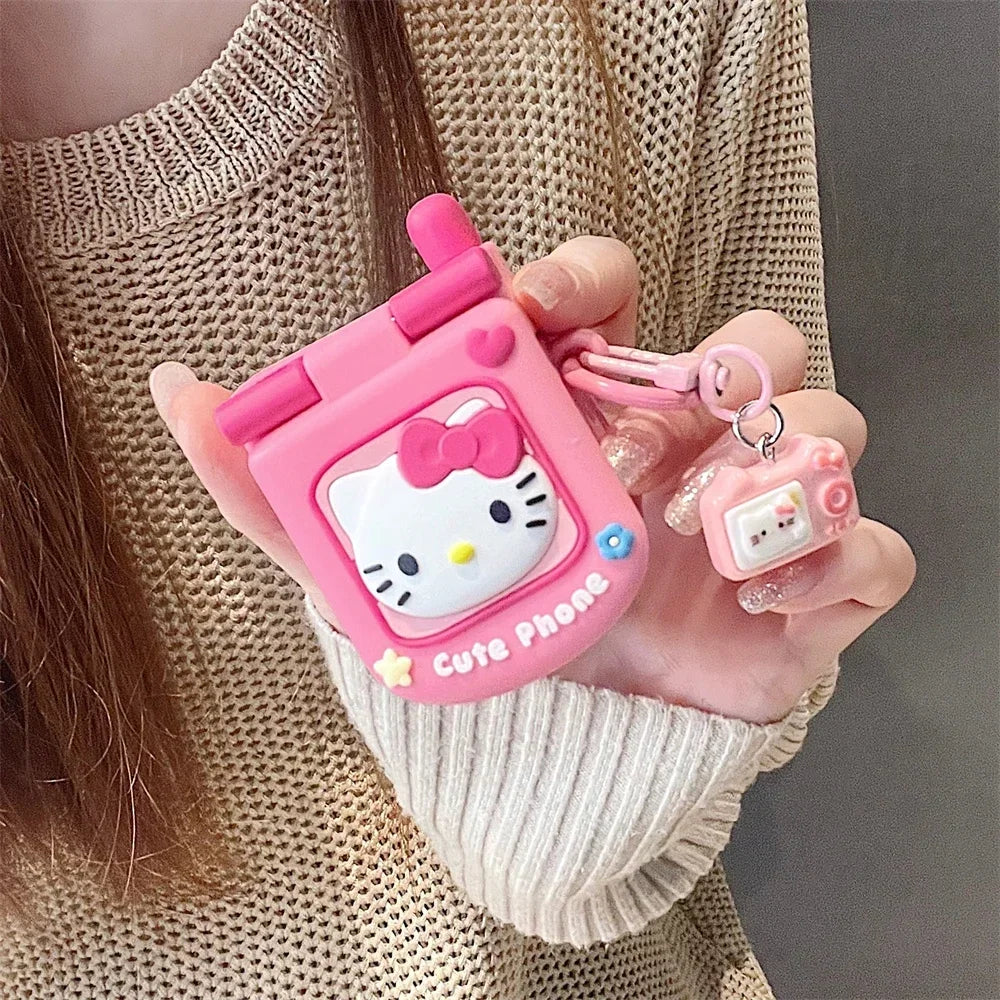 3D Hello Kitty AirPods Case – Cute Soft Protective Cover with Pendant for AirPods 1, 2, 3, 4 & Pro 2 Wireless Earphones