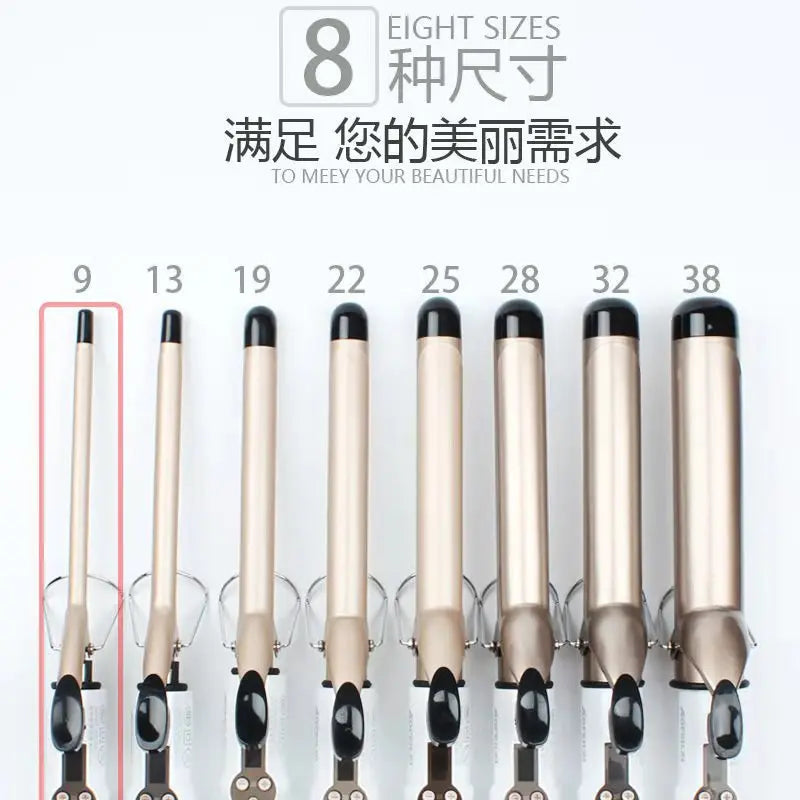 Professional Electric Hair Curler – 9-38mm Temperature Adjustable Curling Iron Wand with LCD Display