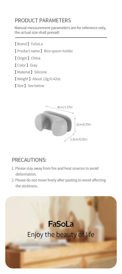 Silicone Rice Spoon Holder — Wall-Mounted Kitchen Storage Rack & Cooker Spoon Placement Shelf