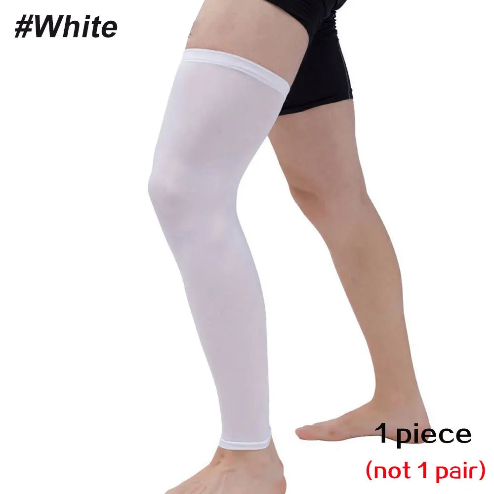 Full Leg Compression Sleeve Sport Knee Sleeve with Anti-Slip Silicone Strips for Running, Basketball & Football Support Gear