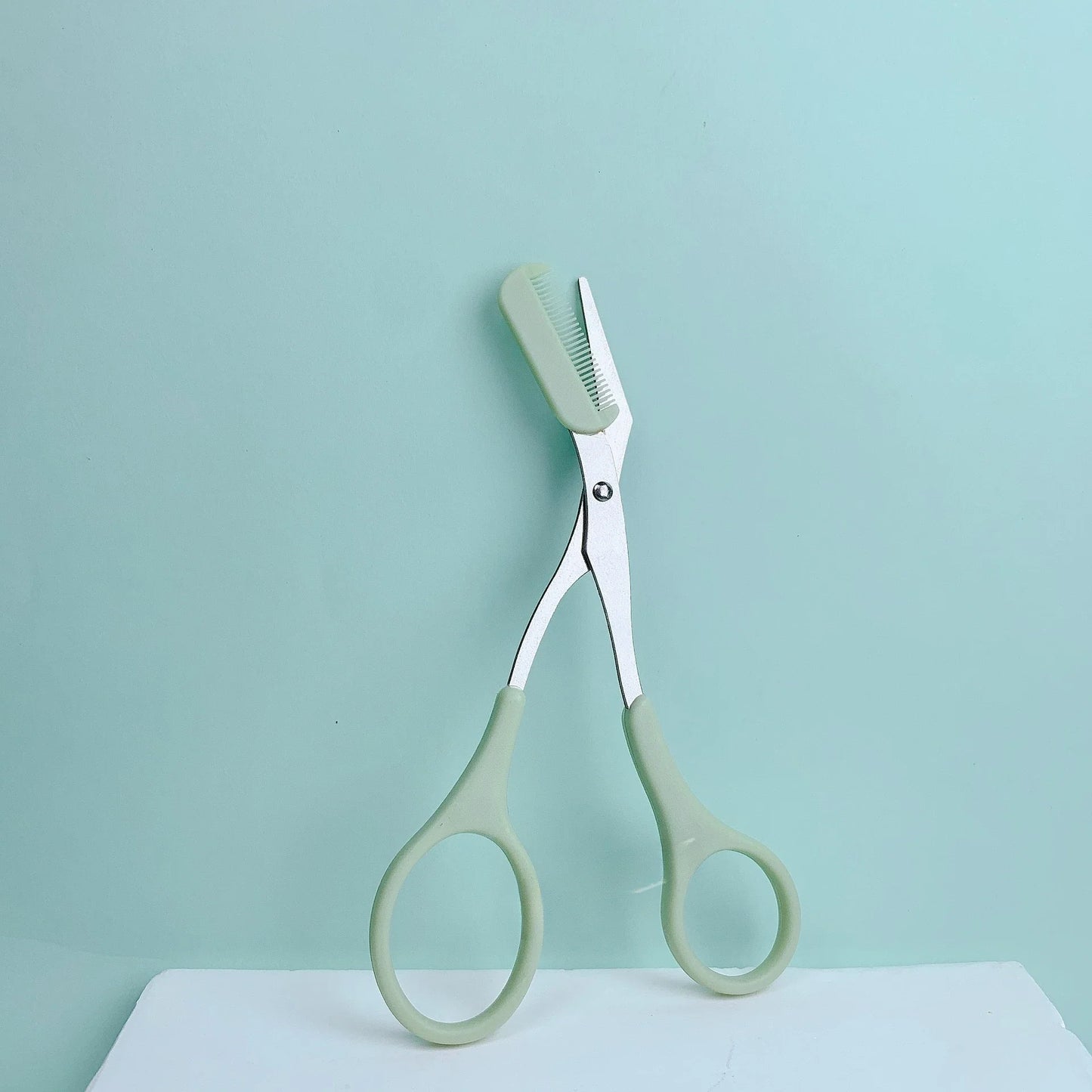 Pink Eyebrow Trimming Scissors with Comb – Stainless Steel Precision Grooming Tool