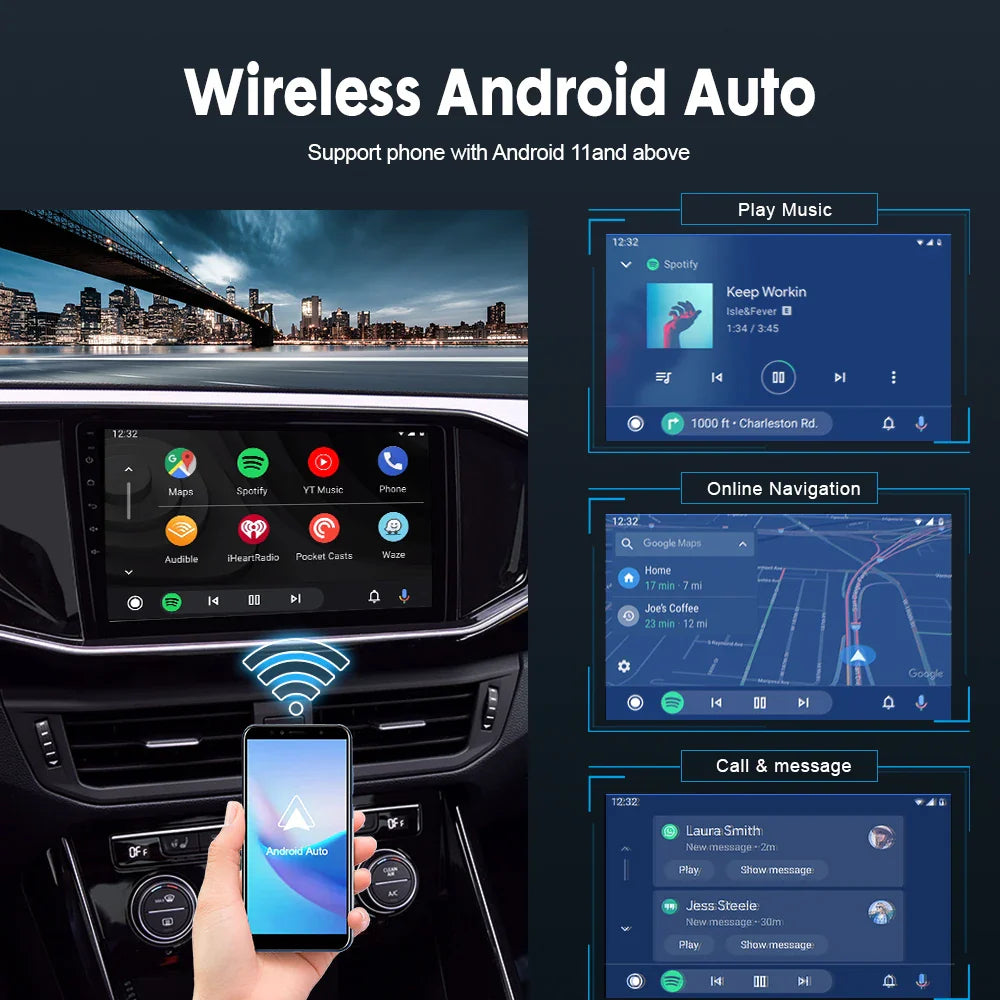 CarlinKit Wireless CarPlay & Android Auto USB Adapter – Wireless Dongle for Car Multimedia, MirrorLink, Waze & Spotify