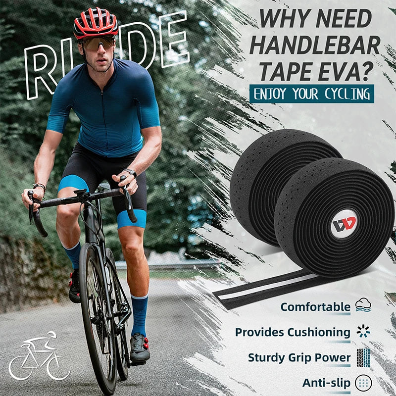 WEST BIKING EVA High Tenacity Handlebar Tape — Shock Absorbing Adhesive Bar Tape with Holes for Road Bikes