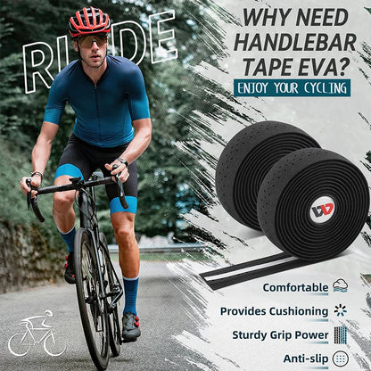 WEST BIKING EVA High Tenacity Handlebar Tape — Shock Absorbing Adhesive Bar Tape with Holes for Road Bikes