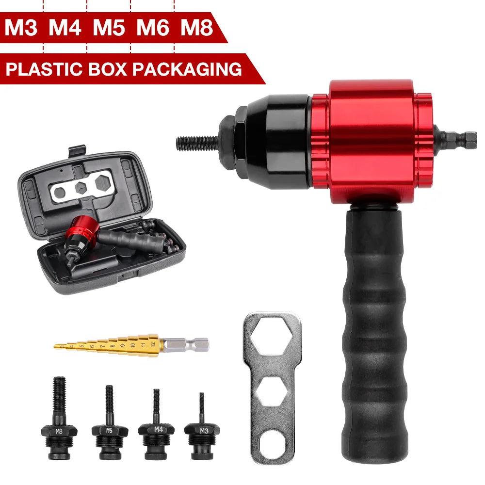 Electric Rivet Nut Gun – M3-M8 DIY Home Riveting Tool, Plug-in Converter for Electric Drill