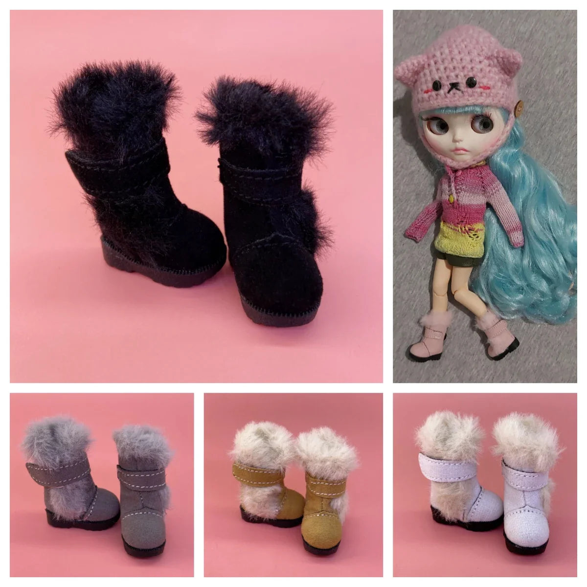 Tilda 3.2cm Doll Boots – 1/8 Mini Leather Shoes for Blythe, Azone & BJD Dolls, Casual Doll Accessories