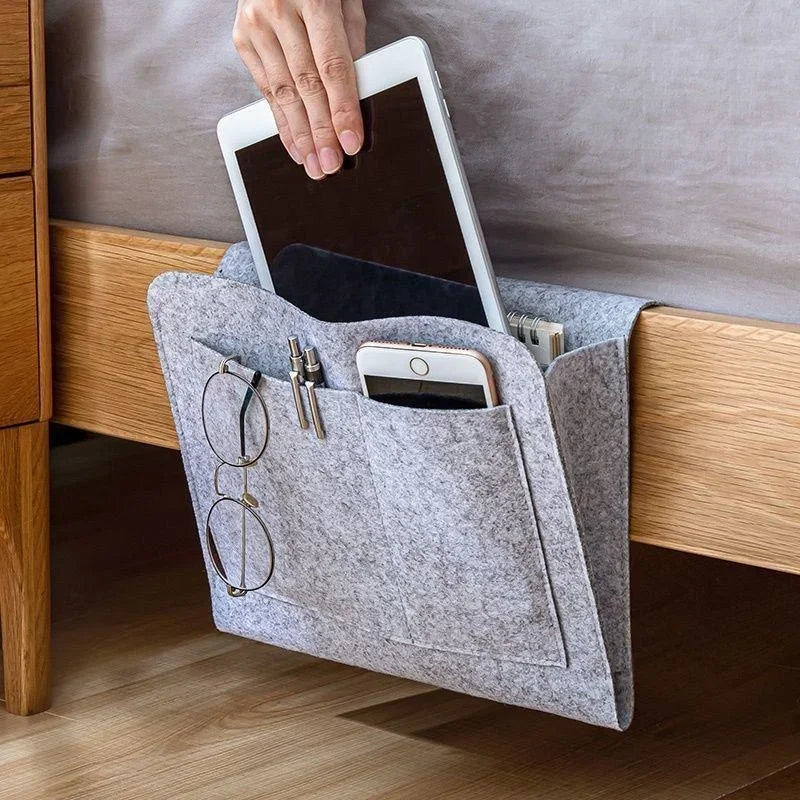 Bedside Hanging Storage Organizer — Phone, Remote, Tissue & Book Holder for Home