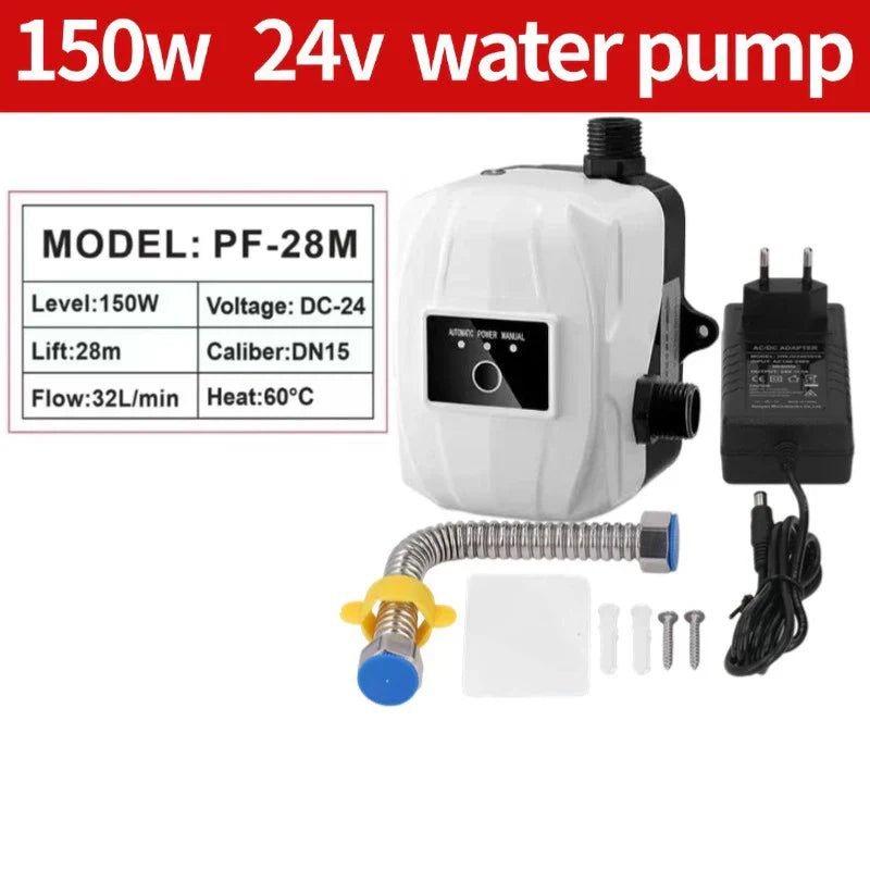 24V Automatic Water Pressure Booster Pump for Home Shower – Hot & Cold Faucet High Pressure Booster Pump (US/EU Compatible)