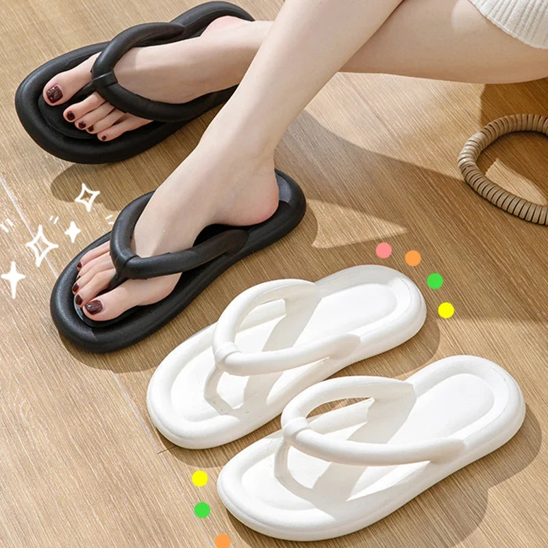 Women’s Candy Color EVA Flip Flops - Soft Bottom Non-Slip Summer Beach Cloud Slides