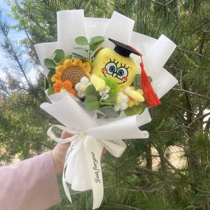 SpongeBob SquarePants Plush Set – Patrick Star, Gary & Squidward Tentacles Handmade Flower Bouquet Toys, Perfect Christmas, Birthday & Graduation Gift