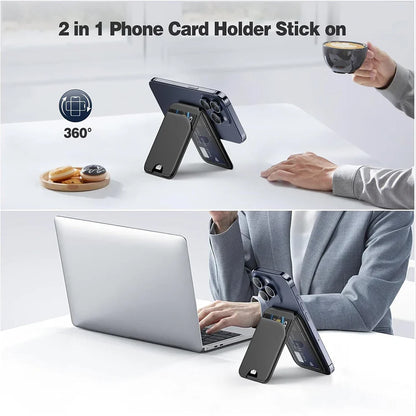 Minisopuru Magnetic Wallet & Phone Stand – Lightweight MagSafe Leather Card Holder for iPhone 12, 14, 15, 16