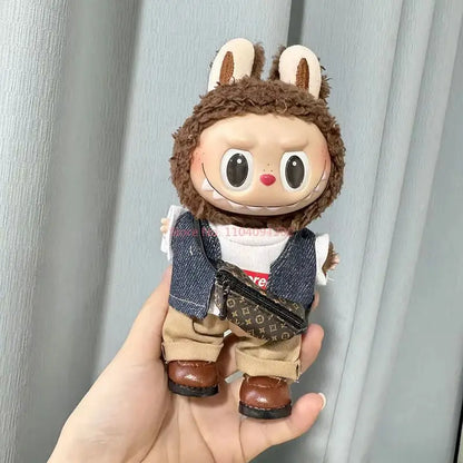 17cm Lovely Labubu Doll Clothes - First & Second Generation Supreme Clothing Set, Multi-Color Outfits