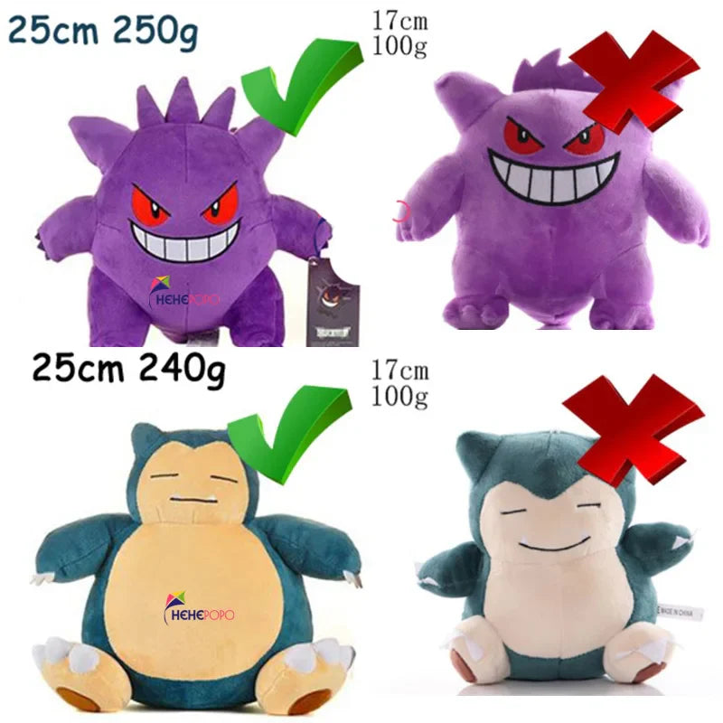 Original Pokémon Gengar Plush 24cm – Cute Pikachu Soft Stuffed Toy Doll for Kids Birthday Gift