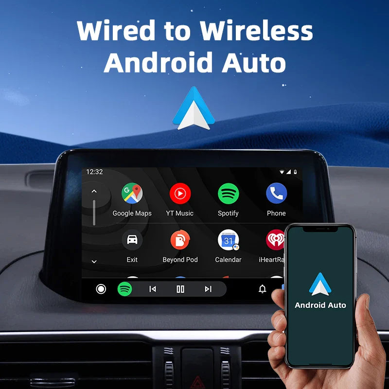 JMCQ Mini Wireless CarPlay and Android Auto Adapter - Wired to Wireless Box for Toyota, Mazda, Nissan, Suzuki, Kia, Ford, Skoda, Hyundai