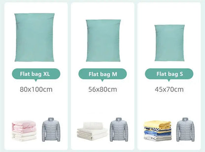 No-Pump Vacuum Storage Bags – Large Plastic Compression Bags for Clothes, Blankets & Travel Accessories