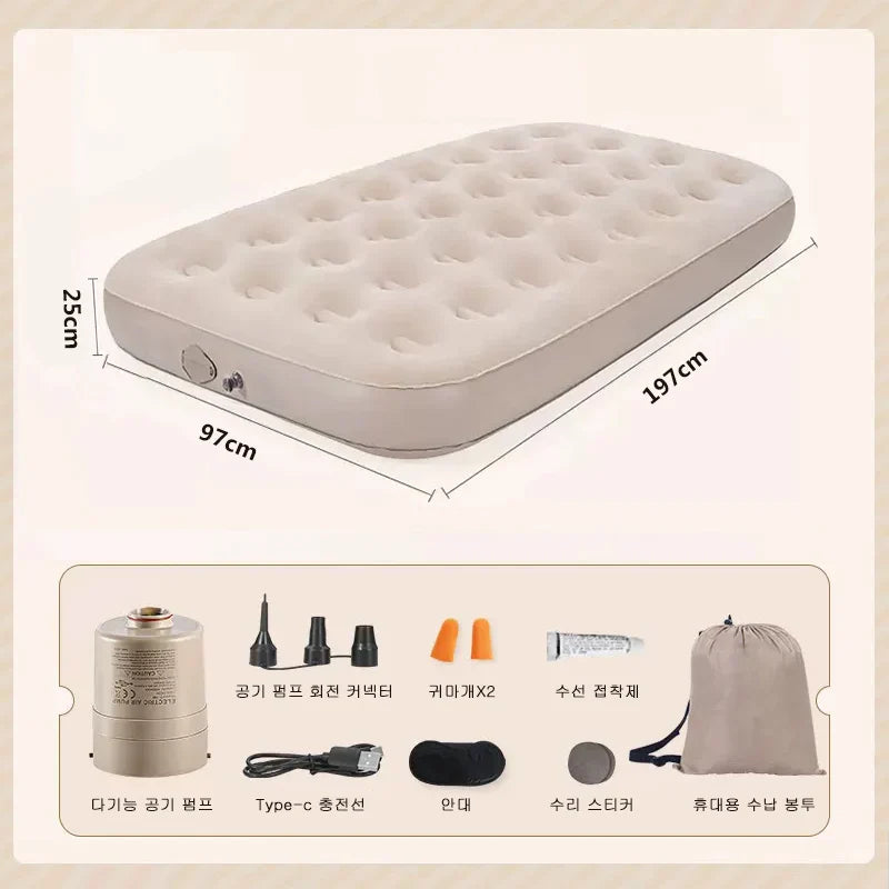 Outdoor Inflatable Air Mattress – Thickened Nap Bed & Air Cushion for Single or Double Use, Home & Travel