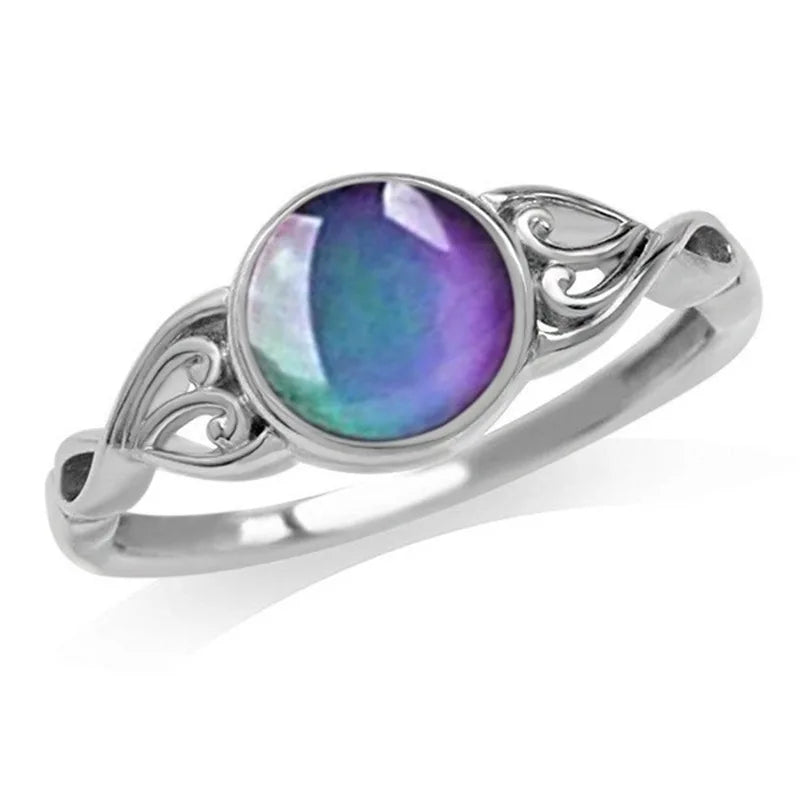 Color Changing Moon Stone Mood Ring – Fashion Jewelry Gift for Women & Men, Emotional Temperature Sensitive Design