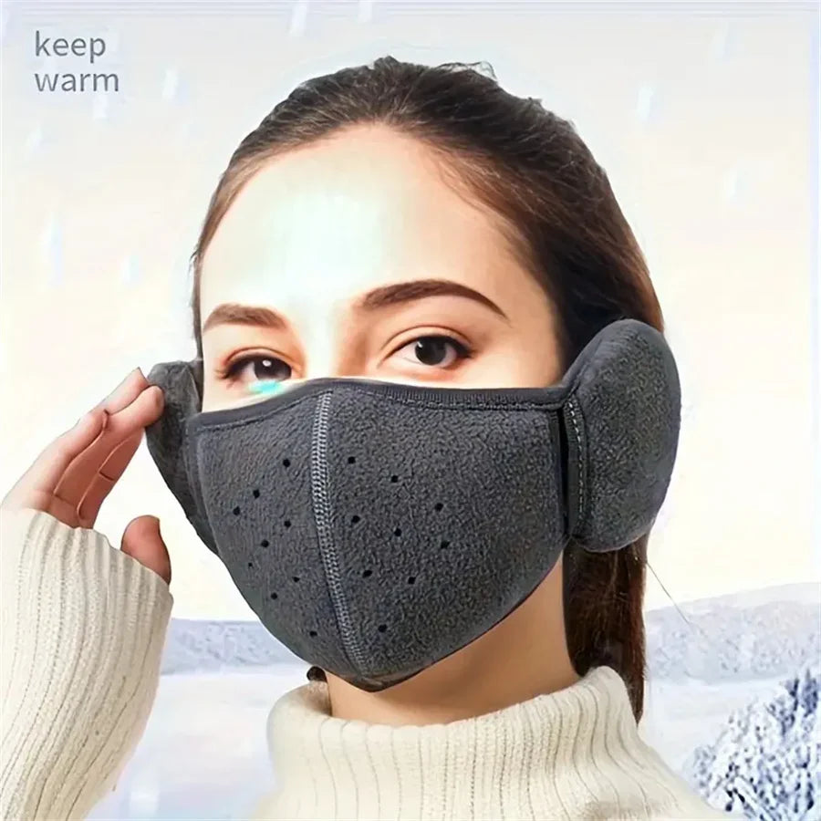 Winter Fleece Mask Earmuffs - Unisex Cold-Proof Ear Warmer for Outdoor Cycling, Hiking, Skiing