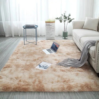 VIKAMA Tie-Dyed Fluffy Rug – Soft Plush Carpet for Living Room, Bedroom, Kids’ Playroom & Bedside
