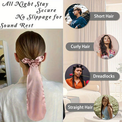 Cute Rabbit Ear Headband – Satin Bunny Knot Hairband for Women & Girls, Elastic Bowknot Hair Accessory