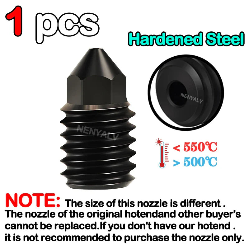 Bambu Lab A1 Mini Hotend Kit – 0.2/0.4/0.6/0.8mm Hardened Steel Nozzle Replacement for A1 3D Printer