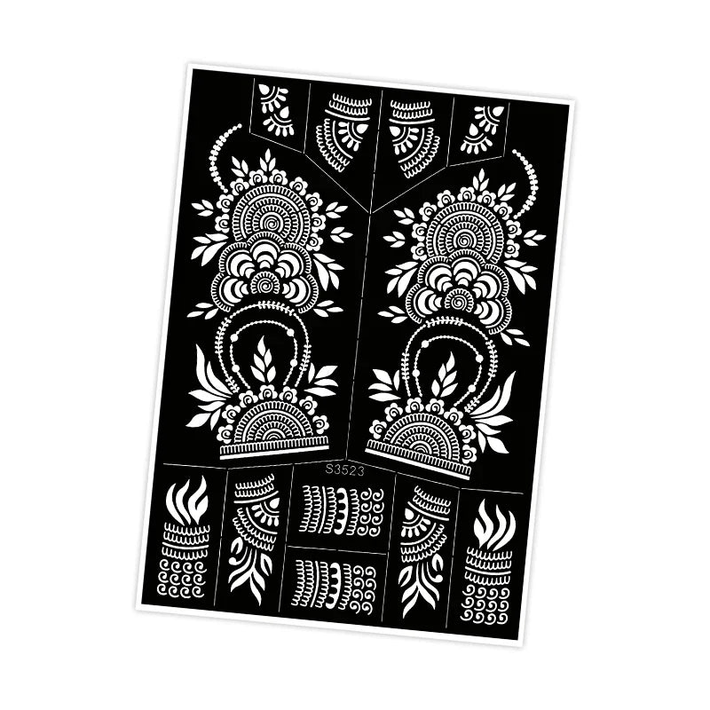 Reusable Henna Stencil Templates for Hand & Body – Floral Tattoo Stencils for Women, Weddings & Festivals Body Art Makeup Tools