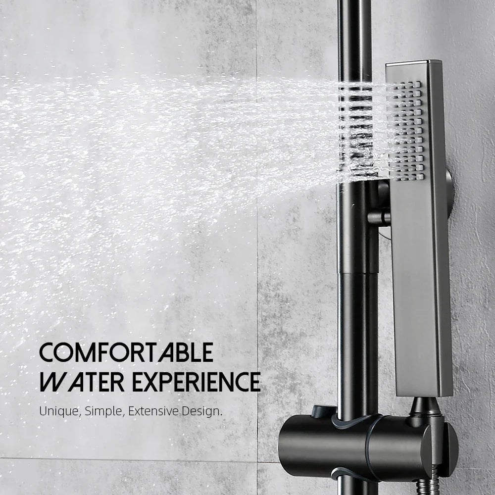 Square Handheld Shower — High-Pressure Brass Hand Shower for Bathroom