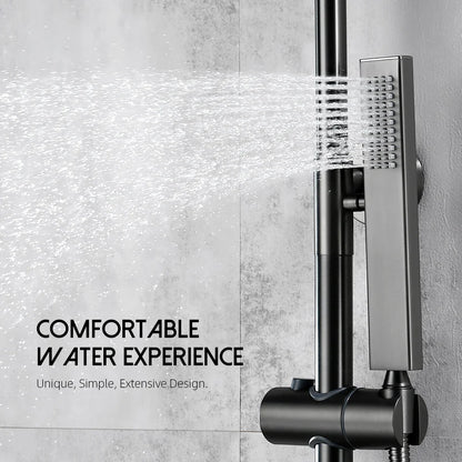 Square Handheld Shower — High-Pressure Brass Hand Shower for Bathroom