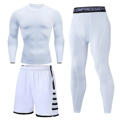 Men's Running Tracksuit Set - Compression Fitness Sportswear With Leggings, Gym Tights & Training Sweatpants