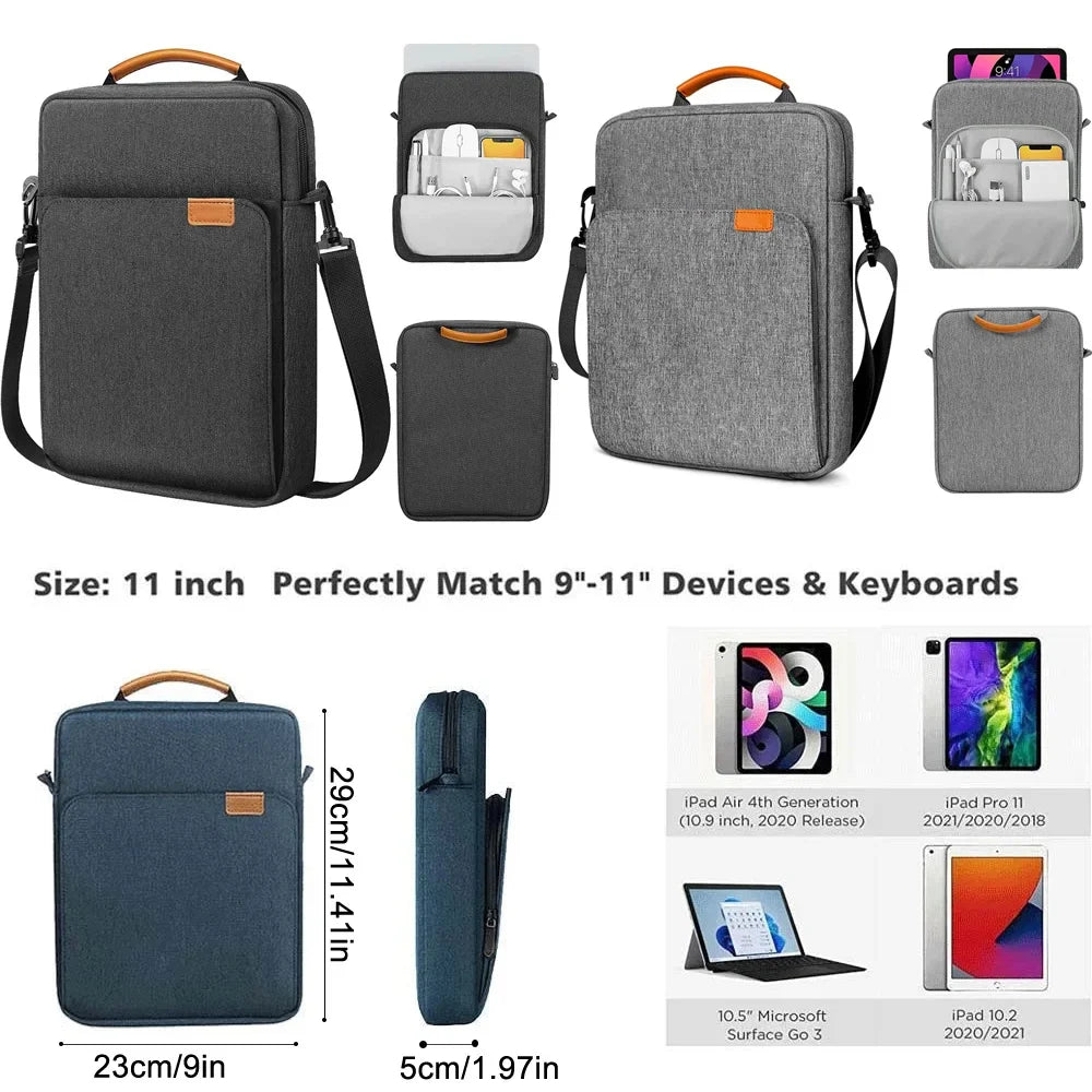 Shockproof Tablet Sleeve Bag with Shoulder Strap - Compatible with iPad, Samsung Galaxy Tab, and Xiaomi Redmi Pad