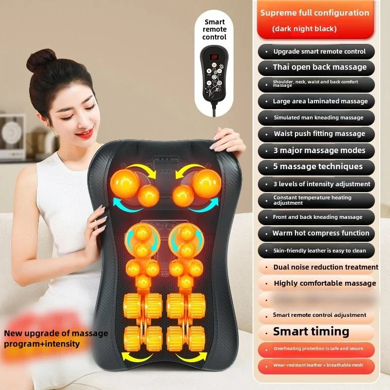 JAIYORL Electric Shiatsu Neck Massage Pillow – Deep Kneading Heat Cushion for Shoulder and Muscle Relaxation