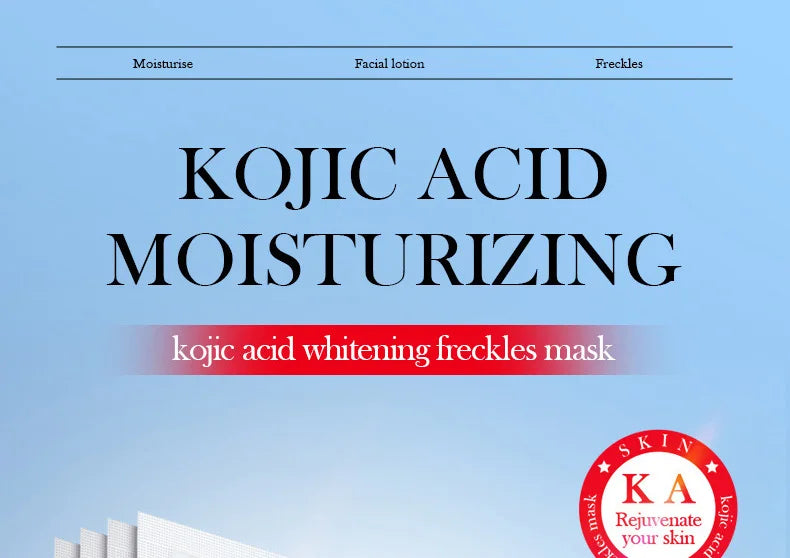 10pcs SADOER Kojic Acid Facial Sheet Masks — Moisturizing, Brightening & Hydrating Skincare