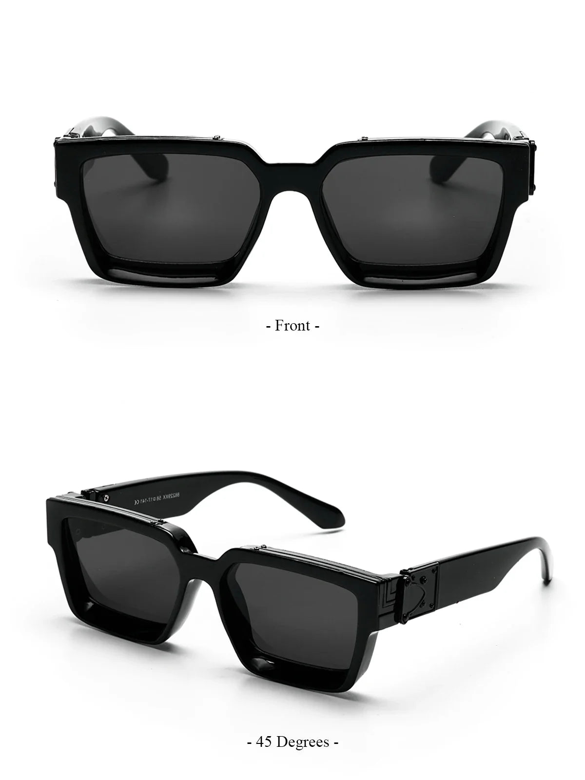 Ruiao Retro Black Millionaire Sunglasses – Luxury Square Designer Shades for Men & Women (2024)