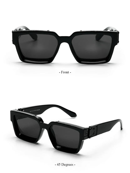 Ruiao Retro Black Millionaire Sunglasses – Luxury Square Designer Shades for Men & Women (2024)