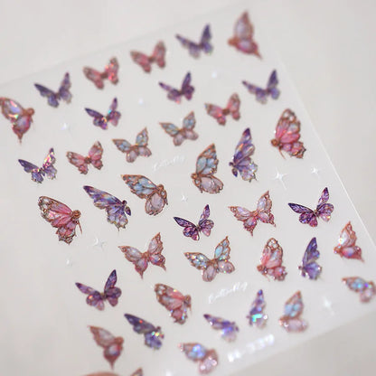 5D Glitter Butterfly Nail Sticker – Kawaii Aurora Nail Art Decal for DIY Manicure & Nail Decorations