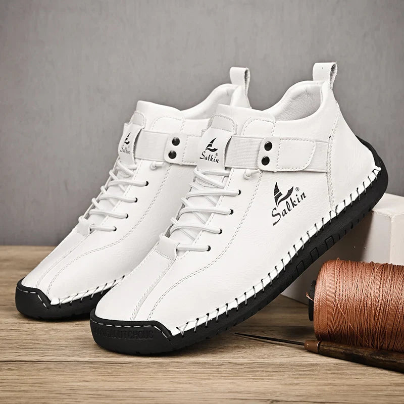 2024 Handmade Leather Casual Men’s Shoes - Breathable Sneakers & Ankle Boots for Outdoor Wear