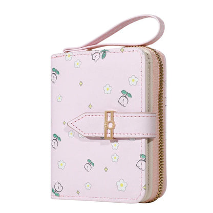 Flower Patterned Credit Card Holder – Small Zipper Card Case Wallet for Women & Men, Handheld and Compact