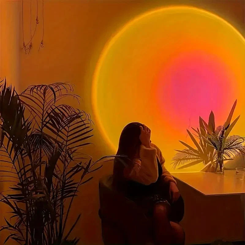 Vibrant Sunset Projection Light - 16 Color Spectrum LED with USB Remote Control, Dynamic Color Changing Light for Warm Home Ambiance