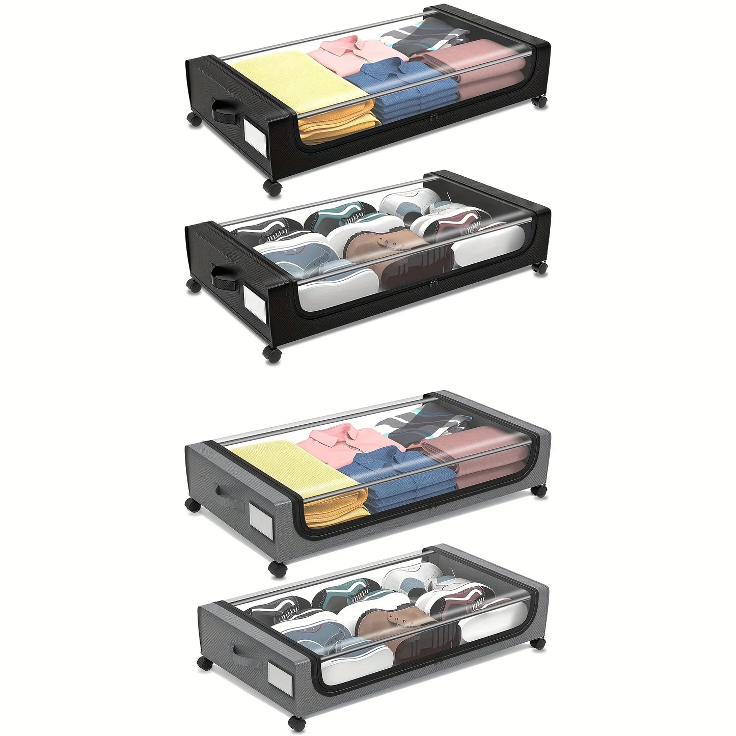 Underbed Storage Lockers with Wheels & Lids – Space-Saving Pull-Out Containers for Shoes & Clothes, Ideal for Dorm Bedrooms