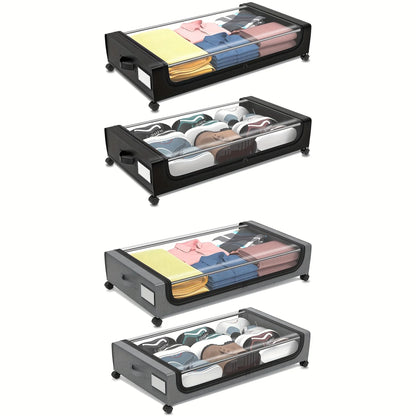 Underbed Storage Lockers with Wheels & Lids – Space-Saving Pull-Out Containers for Shoes & Clothes, Ideal for Dorm Bedrooms