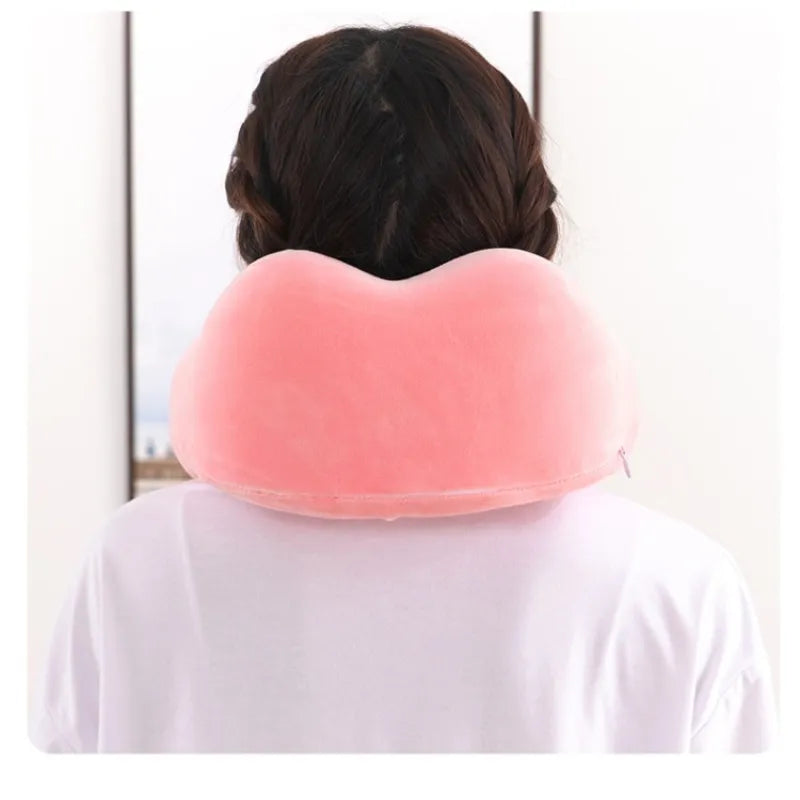Memory Foam U-Shaped Neck Pillow - Soft Travel Pillow with Massage Function for Comfortable Sleeping and Cervical Healthcare Bedding
