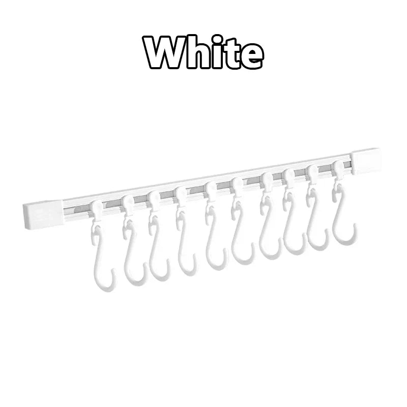 Non-Perforated Sliding Rail Hooks – Universal Kitchen & Door Storage Hooks for Household Shelves