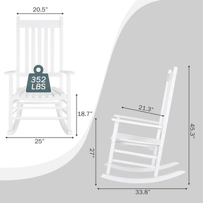 Wooden Porch Rocking Chair – High Back Outdoor Rocker for Adults, Patio & Garden Seating