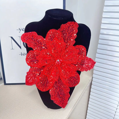 White Multi-Layer Lace Sequin 3D Flower Patch – DIY Clothing Decorative Applique