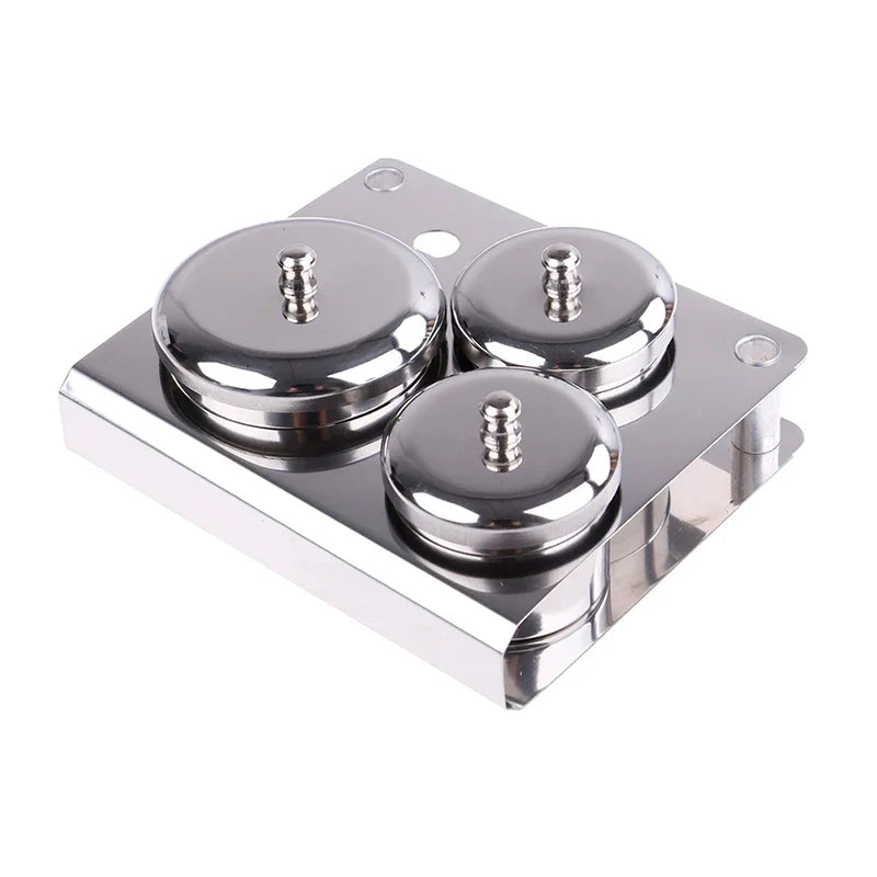 3-Piece Stainless Steel Dappen Dish Set – Manicure Nail Art Powder & Liquid Container Organizer Tray