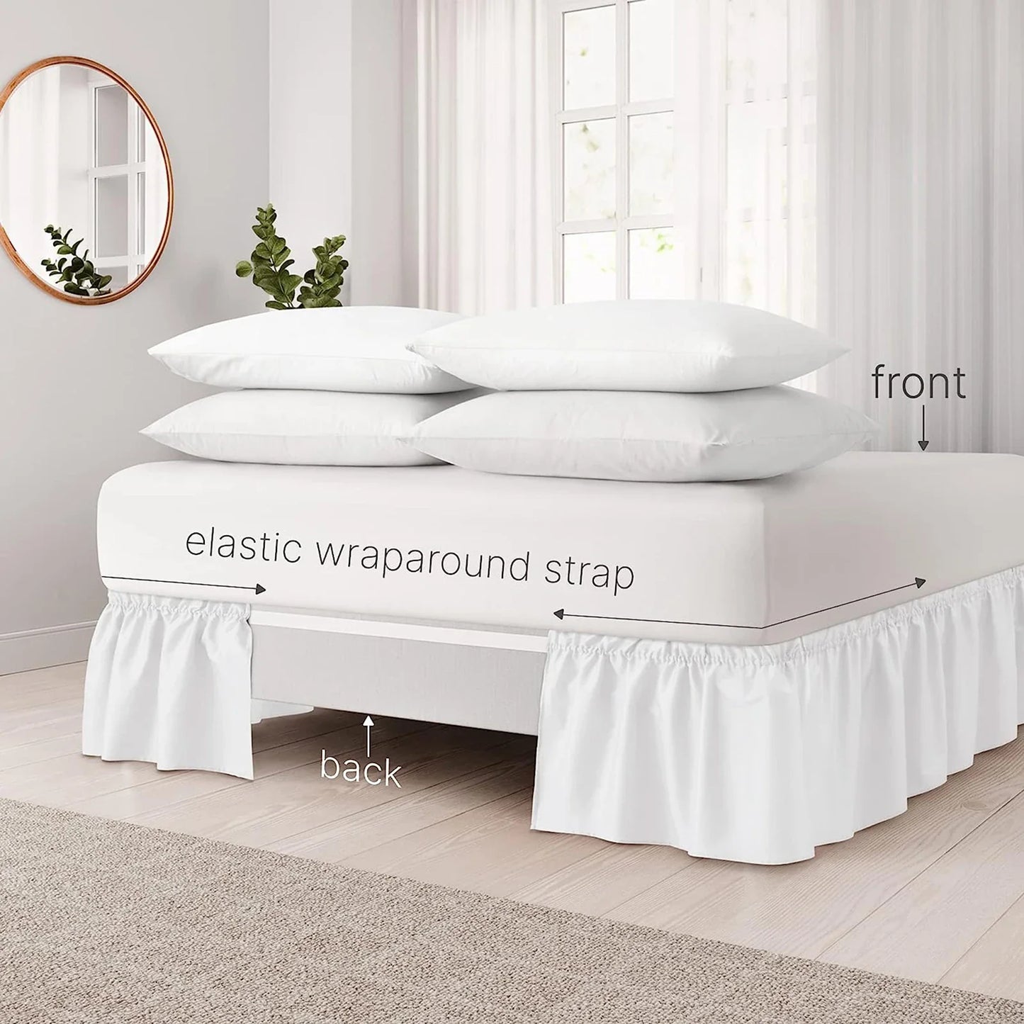 Elastic Wrap-Around Ruffled Bed Skirt – Soft, Comfortable, Fade-Resistant Bedding Protector with Easy-Fit Design for Stylish Bedroom Decor