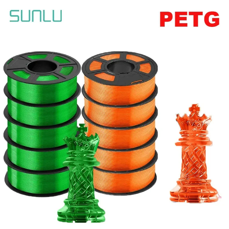 SUNLU PLA/PETG/PLA+ 3D Printer Filament Bundle – 10 Rolls 1KG Each, 1.75mm Neatly Wound Filament for 3D Printing (EU/US)