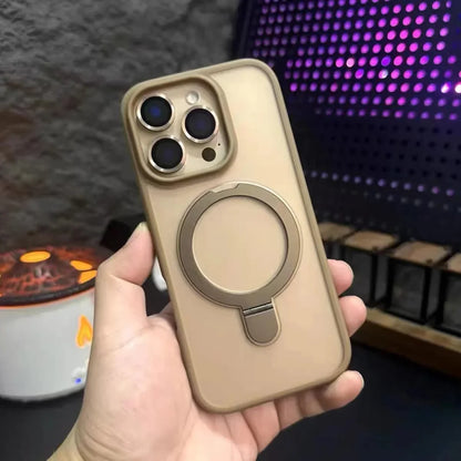 MagSafe Magnetic Metal Ring Case - Matte Protective iPhone 12-17 Pro Max Cover with Lens Protector and Stand Grip Design